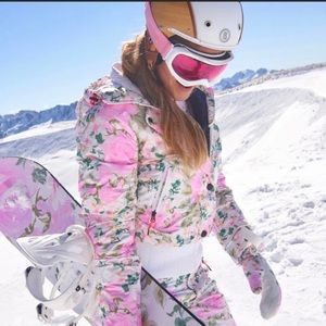 Bogner X LoveShackFancy Sella jacket. Magenta floral. Size 6.